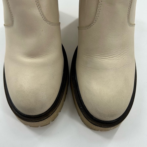 Free People Women's James Leather Chunky Lug Sole Chelsea Boots Bone - Picture 9 of 11